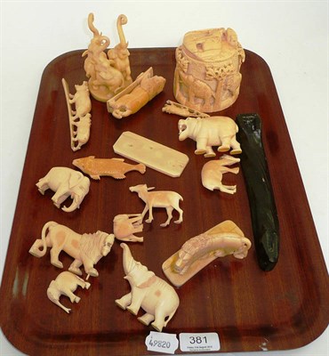 Lot 380 - A quantity of ivory and composition carved animals, circa 1930