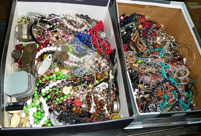 Lot 399 - Two boxes of costume jewellery