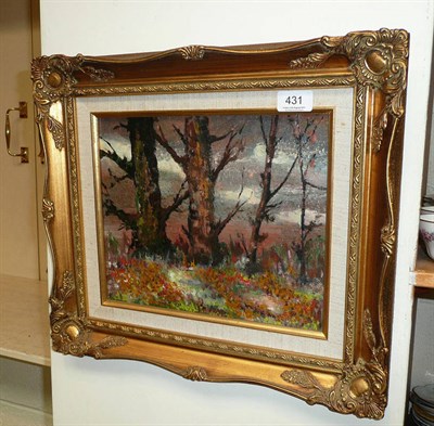 Lot 431 - F Chapman, 'Roadside Trees', oil on board