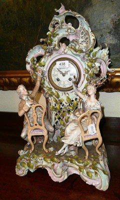 Lot 438 - A Sitzendorf clock group