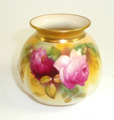 Lot 447 - A Royal Worcester posy vase painted with roses by M.Hunt