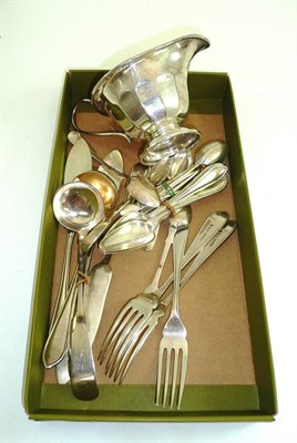 Lot 448 - Silver cream jug and assorted silver flatware