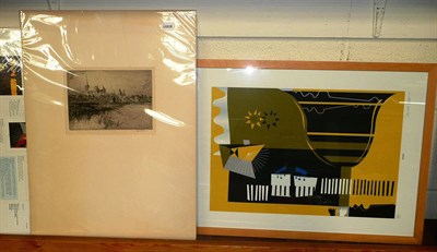 Lot 477 - David Case - Piano, print with certificate of authenticity and Sir Frank Short - 'Skies...