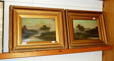 Lot 493 - Pair of gilt framed oils on canvas, river scene signed R. Spire