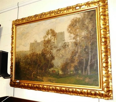 Lot 508 - An oil on canvas study of a castle, possibly Richmond Castle, signed and dated