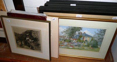 Lot 509 - Three watercolours of Ebberstone, a folio of Halifax, etchings and a quantity of prints...