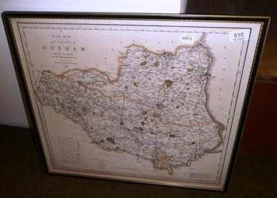 Lot 510 - A framed map of Durham