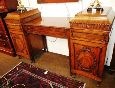 Lot 522 - A 19th century mahogany sideboard formed by central serving table flanked by two 19th century...