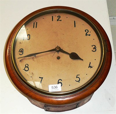 Lot 536 - A 19th century oak wall clock with fusee movement and repainted dial