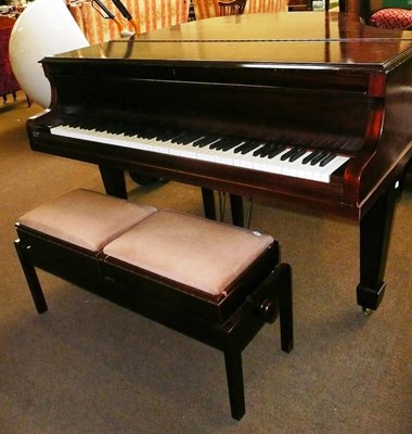 Lot 567 - A Challen mahogany iron framed baby grand piano and an adjustable reproduction mahogany duet...