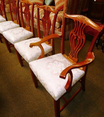 Lot 583 - Set of six reproduction Georgian style dining chairs including two carvers