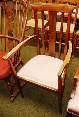 Lot 588 - An Edwardian open armchair with inlaid decoration