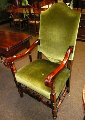 Lot 603 - 18th century style mahogany open armchair