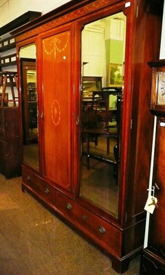 Lot 634 - An Edwardian inlaid mahogany wardrobe