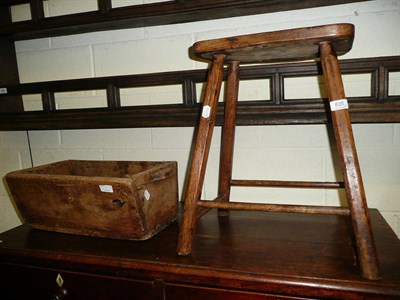 Lot 635 - A primitive trough and a primitive stool