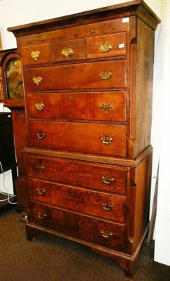 Lot 650 - An 18th century and later oak chest on chest