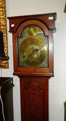 Lot 651 - An oak cased eight day longcase clock with brass dial signed George Clapham, Whiton