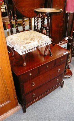 Lot 776 - A reproduction chest of drawers, firescreen standard lamp, wine table and stool