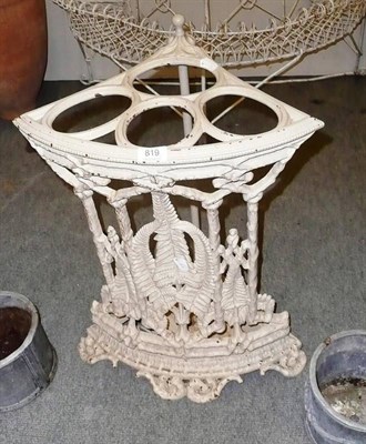 Lot 819 - A cast iron stick stand decorated with ferns