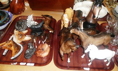 Lot 6 - Beswick animals including Welsh Mountain pony (a.f.), other horses, foals and a fox (a.f.) on...