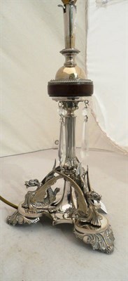 Lot 14 - A Victorian electroplate lamp base, later fitted