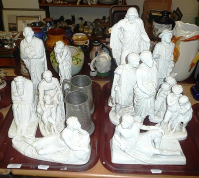 Lot 42 - Eleven Parian figures (a.f.) and two pewter mugs