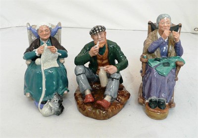 Lot 49 - Three Royal Doulton figures - 'The Wayfarer', 'A Stitch in Time' and 'Twilight'