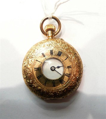 Lot 105 - A lady's 18ct gold half hunter pocket watch