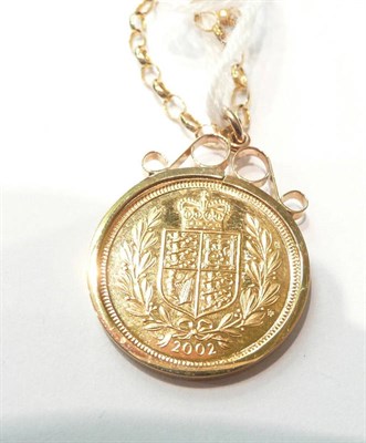 Lot 127 - A 2002 gold coin set as a pendant with chain