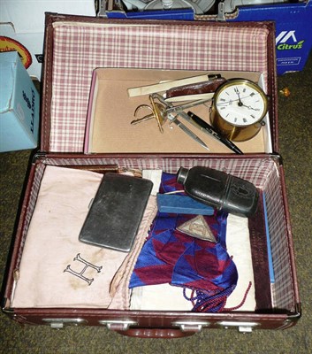 Lot 209 - A quantity of Masonic regalia, booklets, ephemera, penknives, paper knives, leather wallets,...