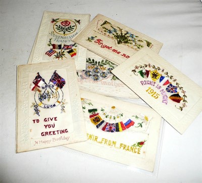 Lot 212 - Eleven silk First World War postcards