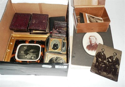 Lot 214 - A collection of twenty five ambrotypes, a Sutcliffe carte-de-visite, etc