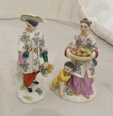 Lot 222 - A Meissen group of a mother and child and another (a.f.)