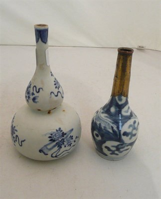 Lot 230 - A Chinese blue and white double gourd vase and another (2)