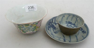 Lot 236 - A Provincial Chinese teabowl and saucer and a Chinese bowl