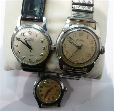 Lot 278 - Three stainless steel cased wristwatches