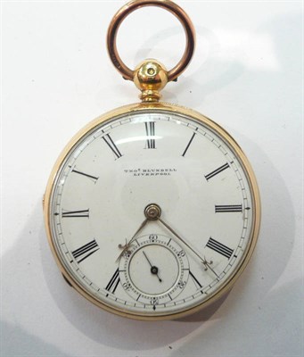 Lot 284 - An 18ct gold cased key wind pocket watch by Thomas Blundell