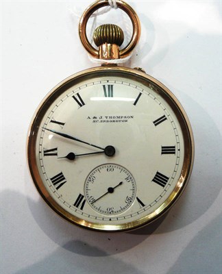 Lot 285 - A 9ct gold open faced pocket watch