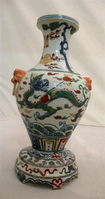 Lot 313 - A Chinese five colour pedestal vase