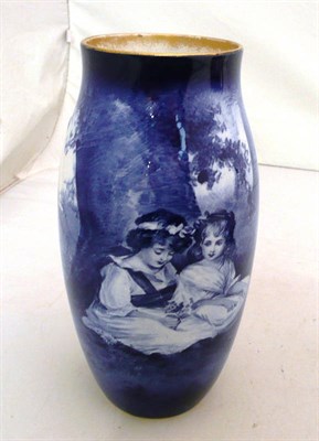 Lot 315 - A Doulton blue and white vase