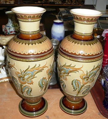 Lot 317 - A pair of Mettlach stoneware vases