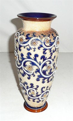 Lot 321 - Doulton stoneware vase by George Tinworth (damaged foot)