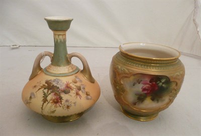 Lot 327 - A Royal Worcester vase dated 1897 and a Hadley Worcester vase dated 1906 (2)