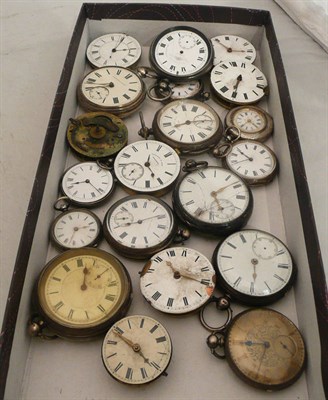 Lot 340 - Six silver pocket watches, verge watch movements and other watch movements