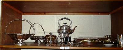 Lot 354 - A quantity of silver plate including a kettle on stand, swing handled bowls, tureens, etc