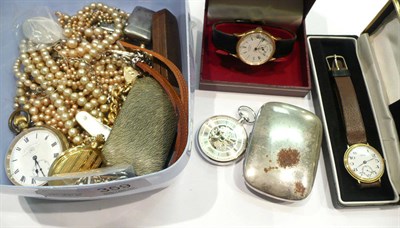 Lot 359 - A quantity of costume jewellery, pocket watches, wristwatches etc