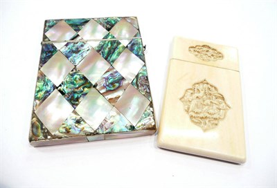 Lot 360 - A Chinese ivory card case and a mother-of-pearl card case