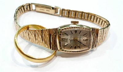 Lot 379 - 9ct gold ladies watch and a gold ring