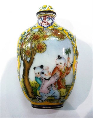 Lot 380 - A Qianlong-style enamel snuff bottle