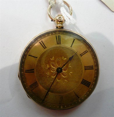 Lot 381 - A 14ct gold fob watch